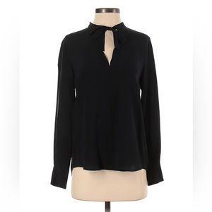 Madewell 100% Silk Long Sleeve Black Top